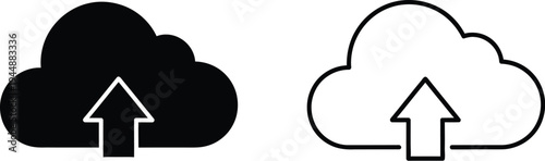 Cloud upload icons isolated on transparent background, Vector