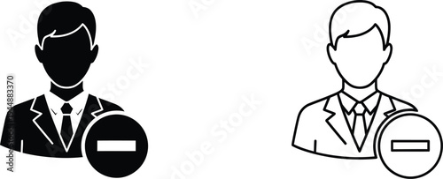 Businessmen with minus signs isolated on transparent background, Vector