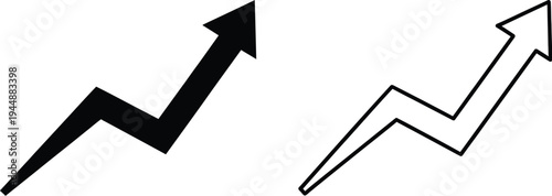 Upward trending arrows growth success isolated on transparent background, Vector