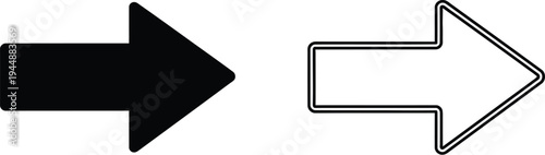 Black and white arrows pointing right directional symbols isolated on transparent background, Vector