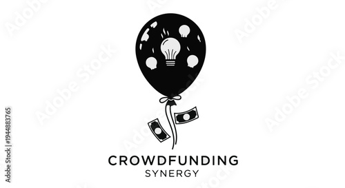 Crowdfunding concept with balloon and money