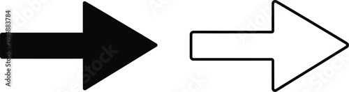 Black and white arrows pointing right direction isolated on transparent background, Vector