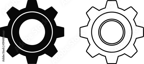 Gears cogwheel mechanical icon isolated on transparent background, Vector