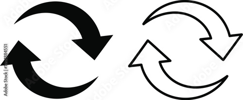 Recycling symbol arrows icons isolated on transparent background, Vector