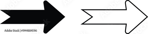 Black and white arrows pointing right direction isolated on transparent background, Vector