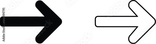 Black and white arrows pointing right direction isolated on transparent background, Vector