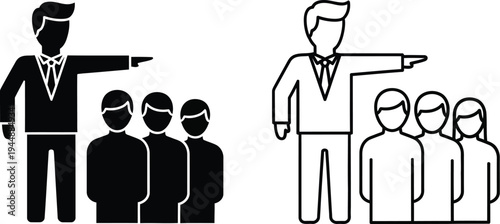 Business leadership and teamwork concept isolated on transparent background, Vector