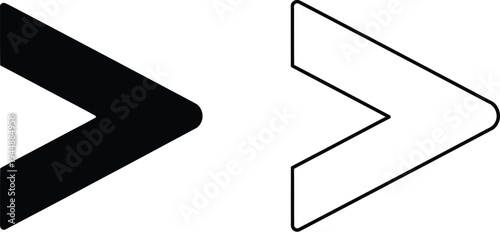 Black and white arrows pointing right isolated on transparent background, Vector