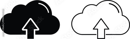 Cloud upload icons isolated on transparent background, Vector