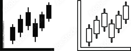 Candlestick chart patterns for stock market analysis and trading isolated on transparent background, Vector