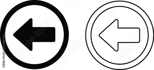 Left and right arrow signs isolated on transparent background, Vector