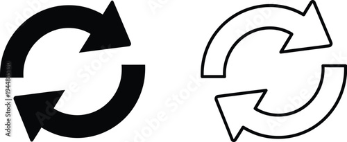 Refresh arrows icons isolated on transparent background, Vector