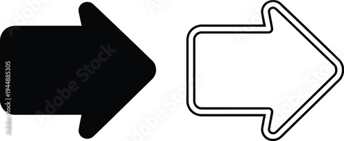 Black and white arrows pointing right directional symbols isolated on transparent background, Vector