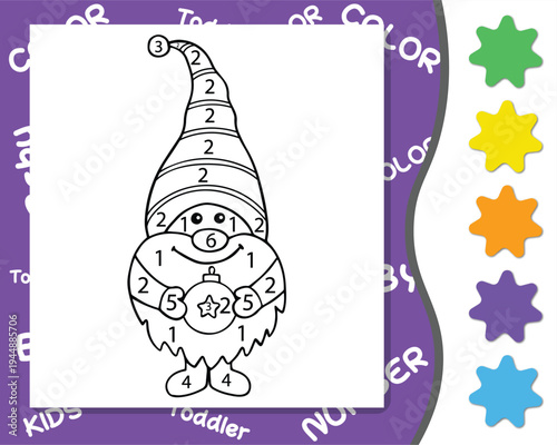 Color by Number Puzzle: This captivating color-by-number puzzle features a charming gnome, designed to ignite imagination, foster color recognition skills, and offer a joyful.