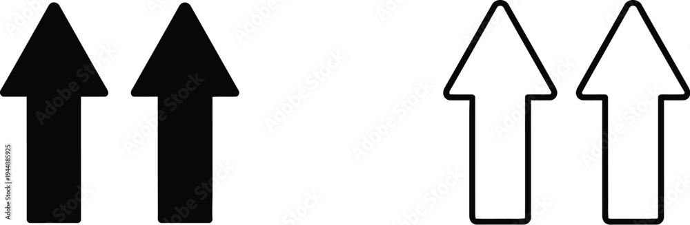 Fototapeta premium Upward arrows icons isolated on transparent background, Vector