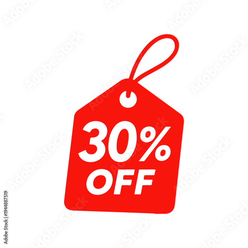30% off price tag vector
Vector percentage discount sale on a white background