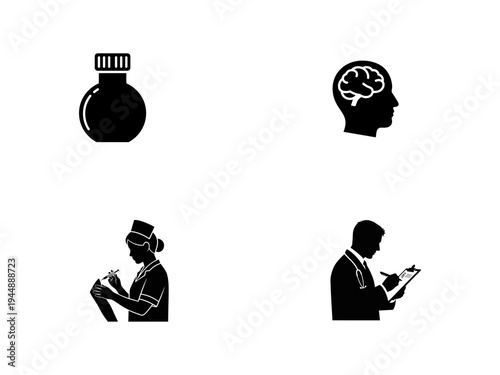 Medical brain pill nurse doctor clipboard health healthcare