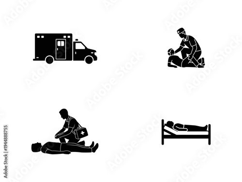 Ambulance and Medical Emergency Scene rescue first aid