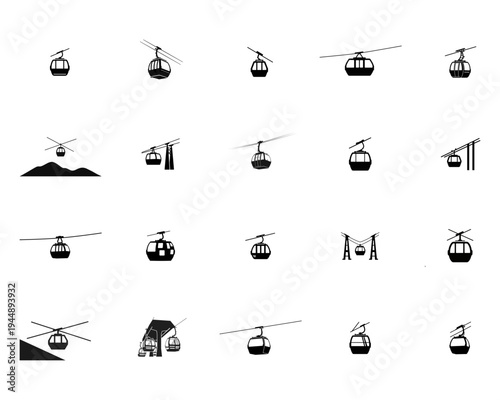 Cable Car Gondola Lift Transportation Symbols