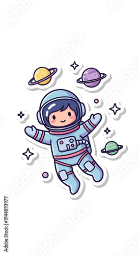 Astronaut Floating in Space Suit Alone.