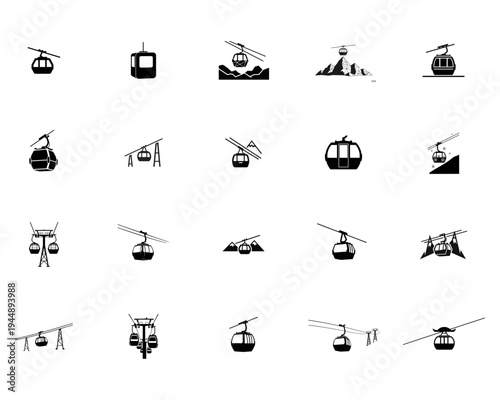 Collection of Cable Car with Mountain and Landscape gondola ski lift