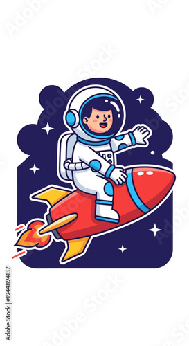 Astronaut Riding Rocket Ship Toy.