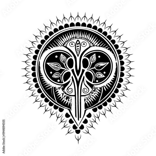 Glyph style illustration denoting renal system structure