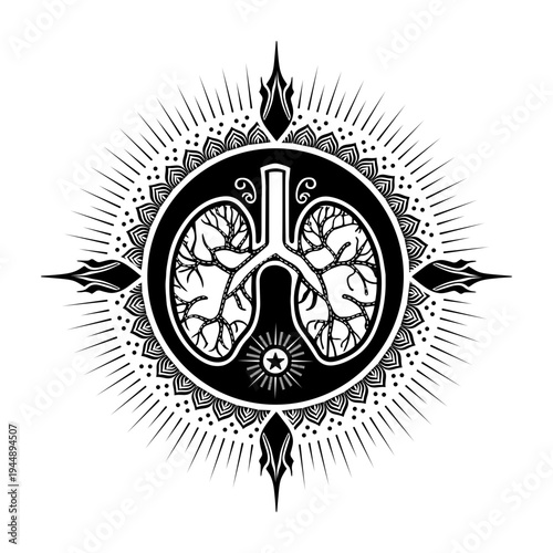 Glyph style illustration depicting human lungs anatomy