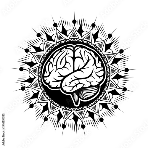 Filled style illustration showing medical brain scan