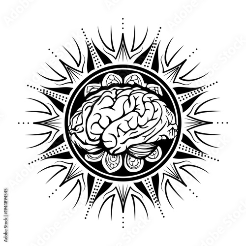 Vintage style illustration depicting human cerebrum anatomy