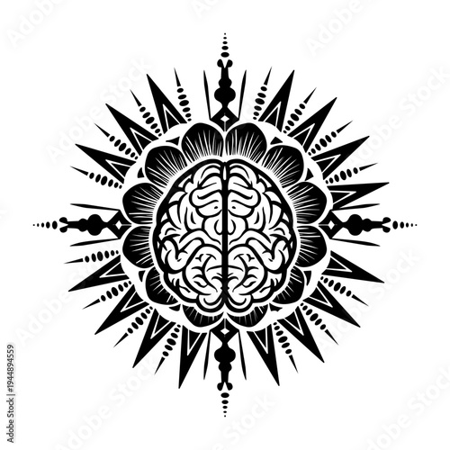 A glyph style illustration of human brain
