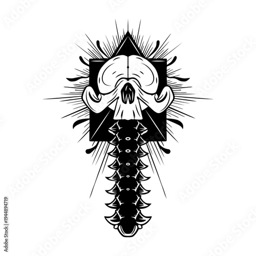 Glyph style illustration showing cervical vertebra anatomy