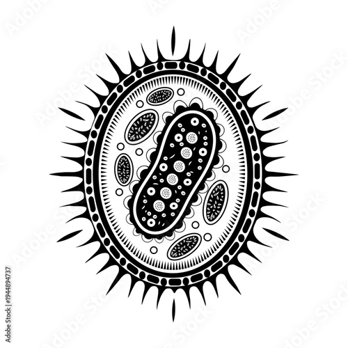 Glyph style illustration depicting bacterial cells structure