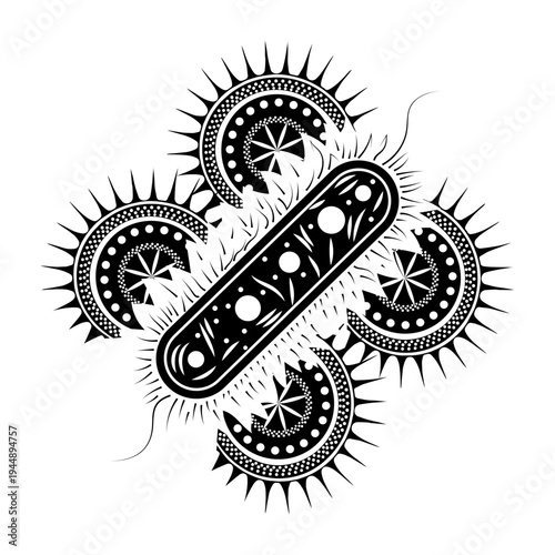 Filled style illustration depicting bacilli bacteria structure