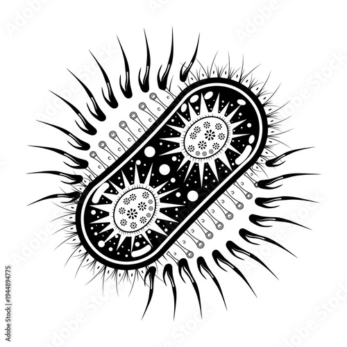 Glyph style illustration showing bacterial binary process