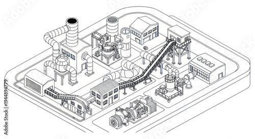 Detailed Isometric View of a Steel Manufacturing Plant Layout.