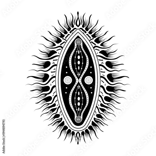Glyph style illustration depicting paramecium organism structure