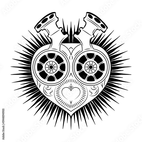 Vintage style illustration showing heart valves structure