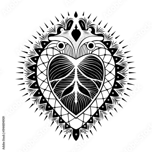 Glyph style illustration depicting heart muscle
