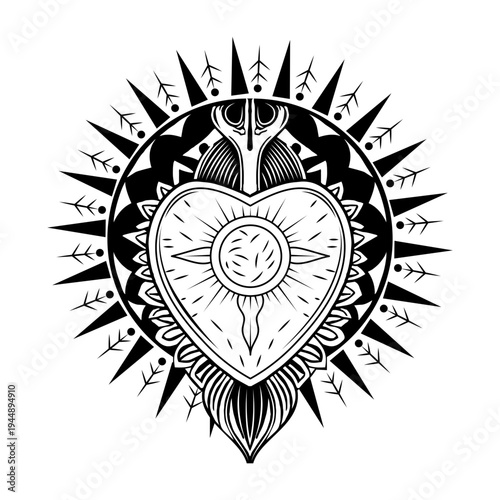 Vintage style illustration depicting heart chambers