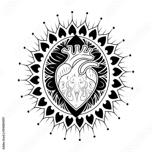 Vintage style illustration showing coronary artery