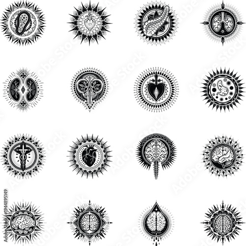 Collection of Human Organs Glyph Illustrations 

