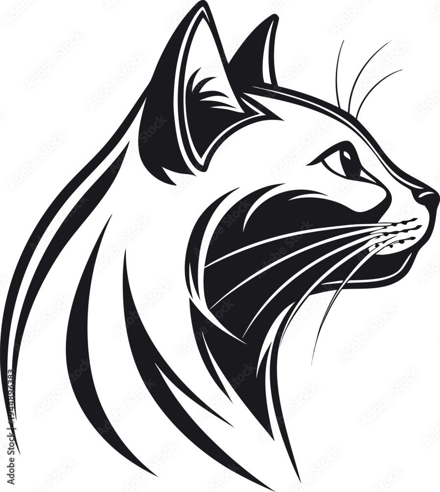 Obraz premium Black cat head logo silhouette