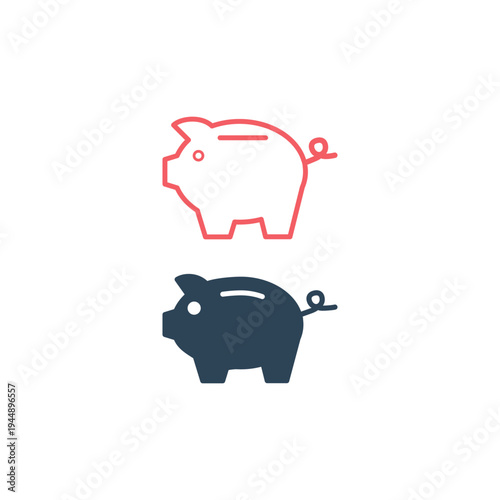 Piggy Bank Icons set In Flat Style Vector For Apps, Websites. Illustration.
