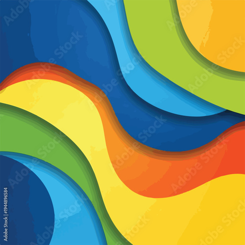 Colorful Wavy Layers Abstract Design Element.