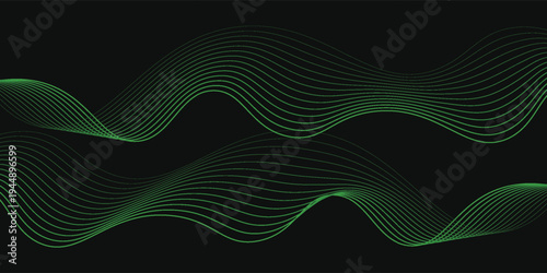 Lime Green Wavy Lines on Dark Backdrop: A Serene and Dynamic Abstract Art Piece Showcasing Flowing Energy and Geometric Precision for Design and Technology Projects