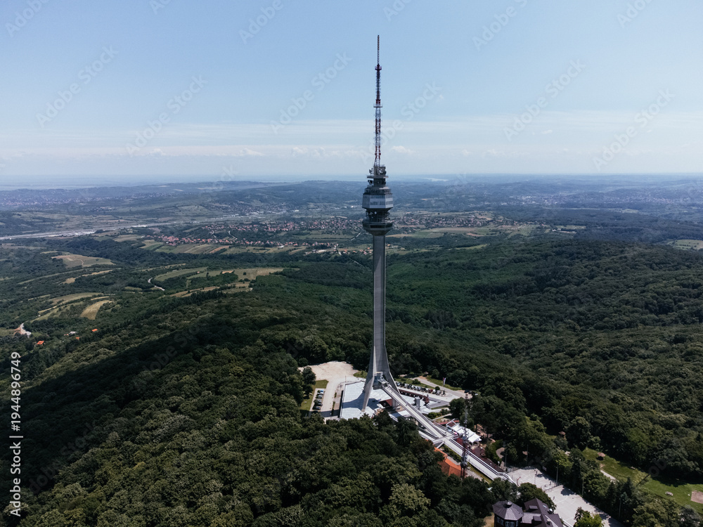 Obraz premium TV tower on Avala mountain in Belgrade, Serbia.