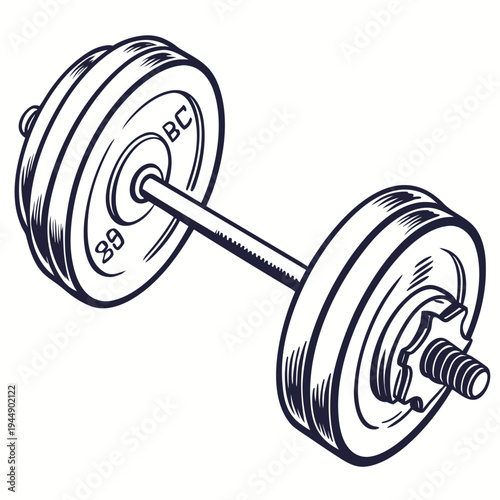 Dumbbell weight with numbers on white background fitness exercise