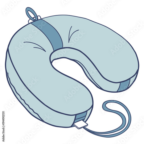 Light blue travel neck pillow with dark blue strap light blue travel pillow travel accessory