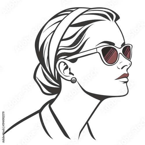 Woman wearing sunglasses and a headband earrings fashion black and white